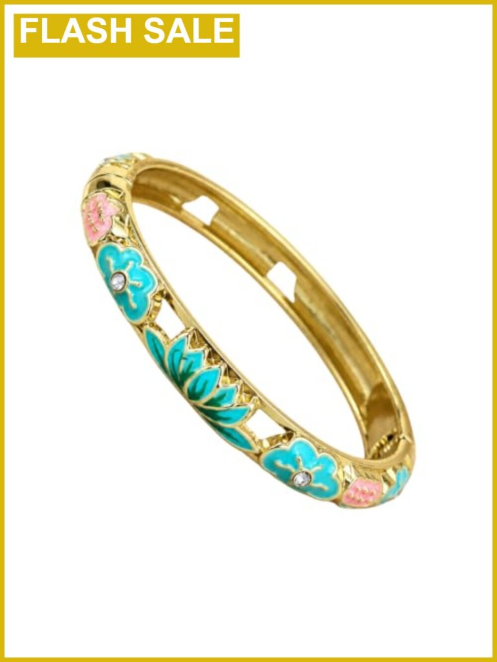 Cloisonne Bracelet Gold Plated Enamel Bangle Chunky Stackable